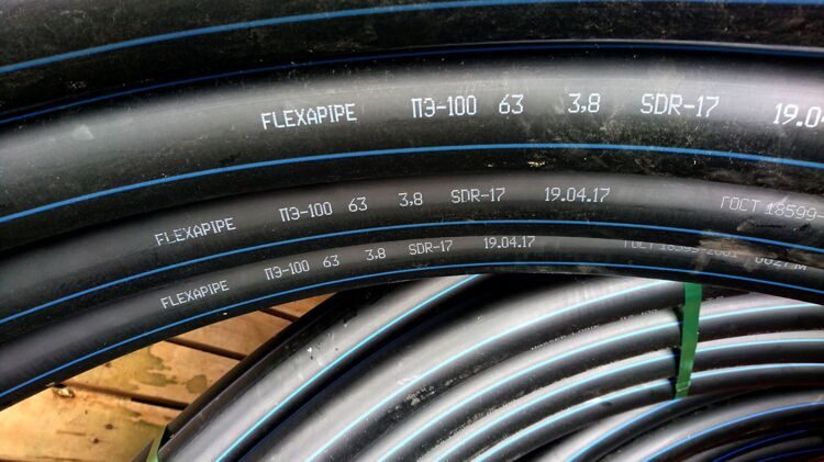 Труба ПНД ПЭ100 SDR17 Ø0063*3,8 (цена за метр, хлысты до 13м)